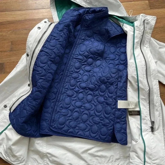 COACH Women's Jacket With Vest White/Blue Size L - Picture 6 of 8